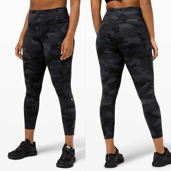 Lululemon Fast and Free Tight II 25" Non-Reflective Nulux Camo Black 4533 - Picture 1 of 13